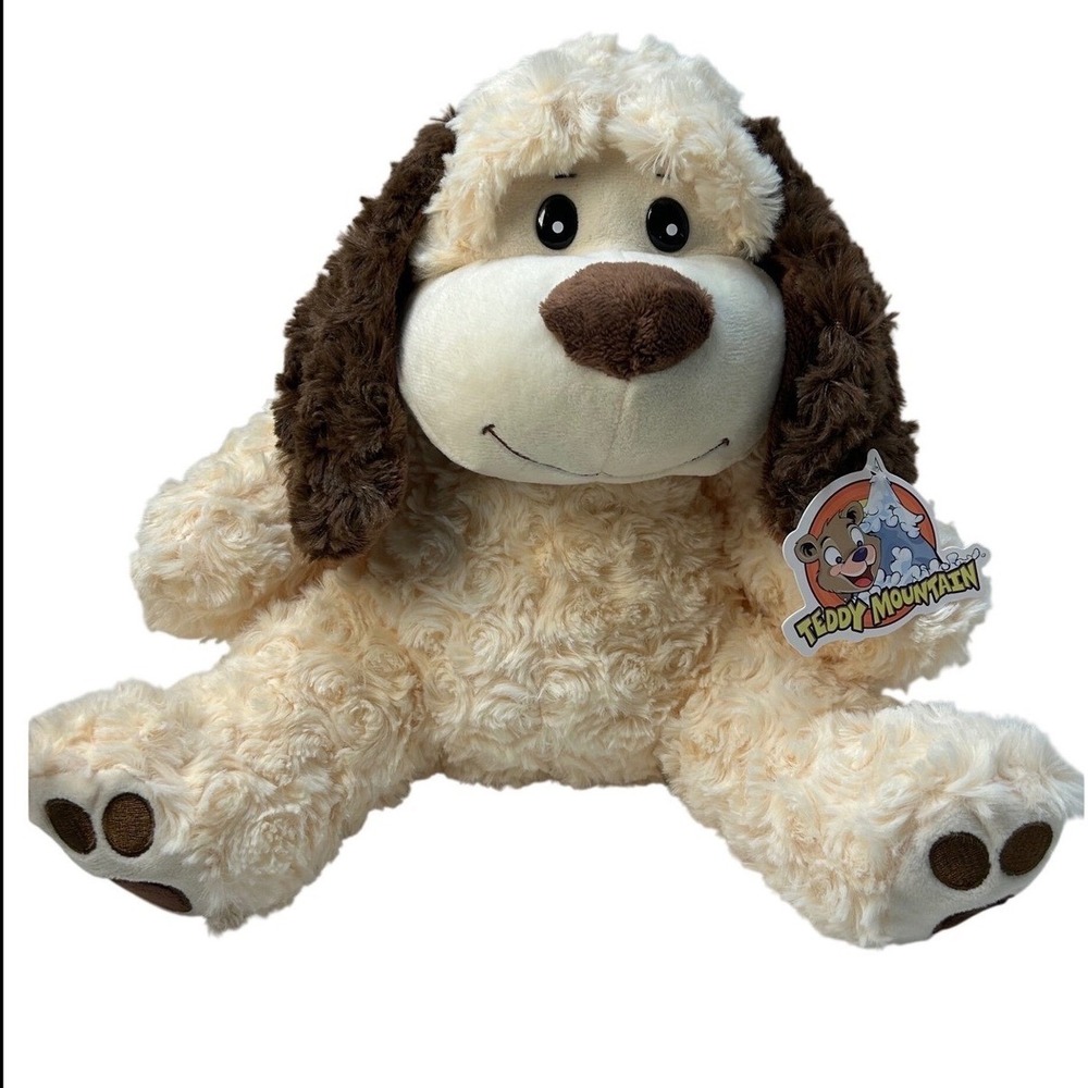 Teddy‎ Mountain Buttons the Dog 16" Plush Cream Brown Puppy Stuffed Animal NWT